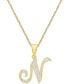 Фото #9 товара Macy's diamond Accent Script 18" Initial Pendant Necklace in Silver Plate, Gold Plate & Rose Gold Plate