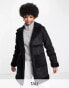 Фото #2 товара Threadbare Tall Harp bonded coat with borg detail in black