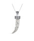 ფოტო #1 პროდუქტის Tooth Amulet White Grey Howlite Gemstone Cornicello Italian Horn Pendant Necklace Western Jewelry For Men Oxidized Sterling Silver Scroll
