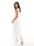 Vila Petite Bridal tulle plunge maxi dress with tiered skirt in white