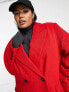 ASOS DESIGN Curve twill dad wool mix coat in red