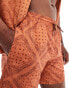 Фото #4 товара Hunky Trunks diamond paisley print swim shorts co ord in rust