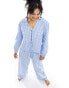 Luna oversized pyjama top co-ord with tie details in blue gingham BLAU, DE 34 - фото #1