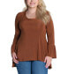 Plus Size Long Bell Sleeve High Low Tunic Top