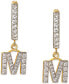 ფოტო #16 პროდუქტის Cubic Zirconia Initial Dangle Hoop Earrings in 18k Gold-Plated Sterling Silver, Created for Macy's