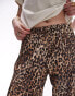 Фото #5 товара Topshop Petite leopard print plisse trouser in multi