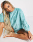 Фото #3 товара ASOS DESIGN lounge crimped faux fur sweat & short set in aqua