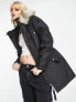 Фото #3 товара Only faux fur hooded parka coat in black