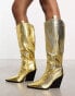 Public Desire Navada western knee boots in gold