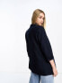 Pieces ruched sleeve blazer in navy