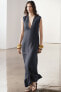 Фото #3 товара Длинное платье с v-образным вырезом — zw collection ZARA