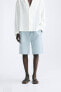 Textured lyocell - cotton bermuda shorts