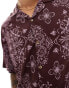 ASOS DESIGN co-ord relaxed revere shirt with bandana print in burgundy Бордовый, L - Chest 42 - фото #2