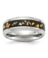 ფოტო #1 პროდუქტის Stainless Steel Black and Gold Foil Inlay Band Ring