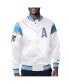 Фото #1 товара Men's White, Light Blue Distressed Houston Oilers Vintage-Like Satin Full-Snap Varsity Jacket