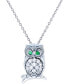 ფოტო #1 პროდუქტის Cubic Zirconia Owl 18" Pendant Necklace in Sterling Silver