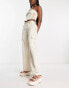 JDY straight leg satin cargo trousers in cream