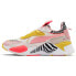 Puma RsX Unexpected Mixes Striped Zebra Lace Up Womens Pink, Yellow Sneakers Ca