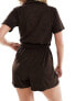 Brave Soul towelling playsuit in brown