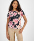 ფოტო #1 პროდუქტის Women's Floral-Print Short-Sleeve Top, Created for Macy's