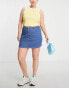 Фото #4 товара DTT Plus Clara high waisted stretch denim skirt in mid blue