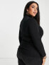 New Look Curve cut out long sleeve top in black