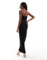 ASOS DESIGN fishnet cut out maxi dress with asymmetric back in black