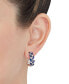 ფოტო #2 პროდუქტის Lab Grown Sapphire (3-1/6 ct. t.w.) & Lab Grown Diamond (1/3 ct. t.w.) Vine-Inspired Hoop Earrings in 14k White Gold, 0.79"