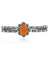 ფოტო #3 პროდუქტის Southwestern Wildflower Orange Spiny Oyster Sundance Sterling Silver Double Row Cuff Bracelet, Size Small - Large