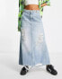 Фото #1 товара Reclaimed Vintage maxi denim skirt with rips