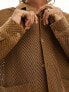 Фото #3 товара ASOS DESIGN revere collar overshirt in zigzag crochet in brown