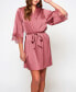 ფოტო #4 პროდუქტის Women's Charlotte Satin and Lace Short Robe