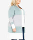 Фото #3 товара Plus Size Keelyn Colorblock Cardigan Sweater