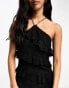 Style Cheat ruffle maxi dress with split in black lace