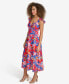 Women's Floral Back-Cutout Ruffled Sleeveless Midi Dress