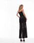 Topshop shirred bandeau maxi dress in black