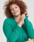 Plus Size 100% Cashmere V-Neck Sweater, Created for Macy's Peacock Green, 1X - фото #3