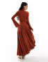 Фото #3 товара ASOS DESIGN high neck long sleeve a-line maxi dress in coral