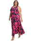 Фото #3 товара Plus Size Printed Fit & Flare Maxi Dress