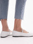 Фото #3 товара Topshop Carmen leather round toe ballet flats in white