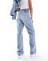 HUGO BLUE burnout wide leg jeans in mid blue W29 - фото #4