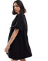 Фото #3 товара ASOS DESIGN puff sleeve with tie up bodice mini dress in black