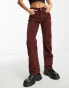 Фото #2 товара DTT Petite Olive straight leg cord trousers in chocolate brown