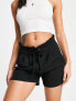 JDY paperbag waist tailored shorts in black