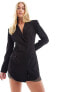 Фото #1 товара Bershka cut out back chainmail trim mini blazer dress in black