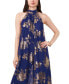 Фото #4 товара Metallic Floral-Print Halter Wide-Leg Jumpsuit