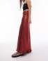 Topshop asymmetric maxi skirt with ruched panel in ruby red