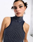 COLLUSION knitted washed cropped sleeveless vest in denim-look blue