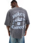 Bershka wake up printed t-shirt in charcaol