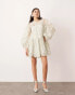 Фото #2 товара ASOS EDITION floral cutwork embroidered organza mini dress in sage green